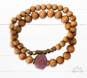 Love Rose Quartz Gemstone Essential Oil Diffuser Bracelet