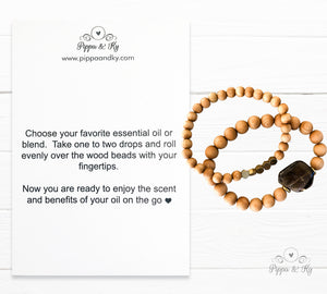 Grounding Smoky Quartz Gemstone Essential Diffuser Bracelet
