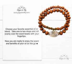 Healing Clear Quartz Gemstone Essential Oil Diffuser Bracelet for Women