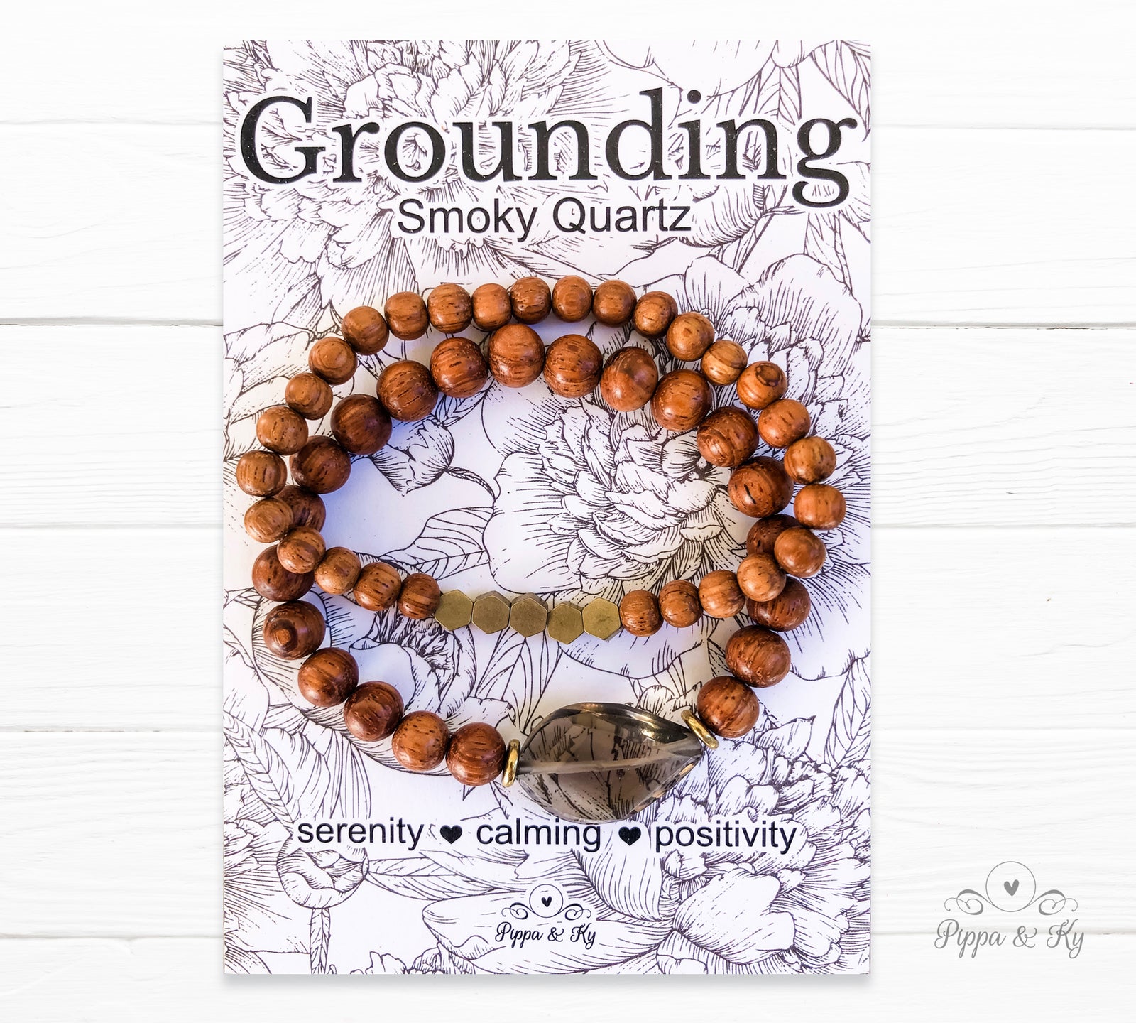 Grounding Smoky Quartz Bead Bracelet
