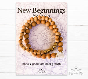 New Beginnings Moonstone Gemstone Essential Oil Diffuser Bracelet