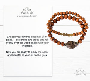 Grounding Smoky Quartz Gemstone Essential Diffuser Bracelet