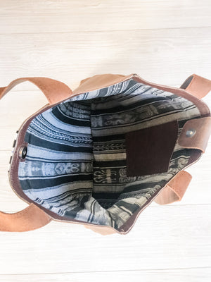 Abril Guatemalan Leather Tote Bag - 10702