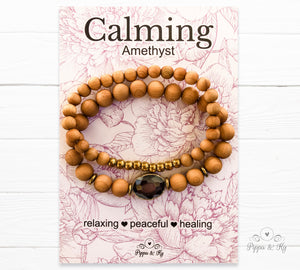 Amethyst Wooden Beaded Diffuser  Bracelet 